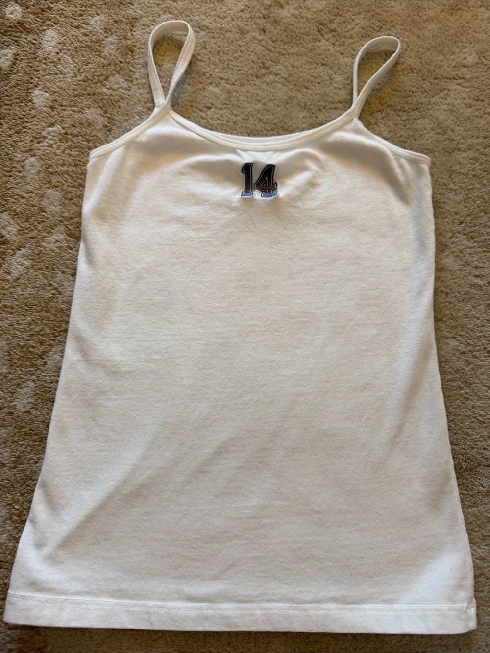 Brandy Melville White Spaghetti Strap Camisole with '14' Patch